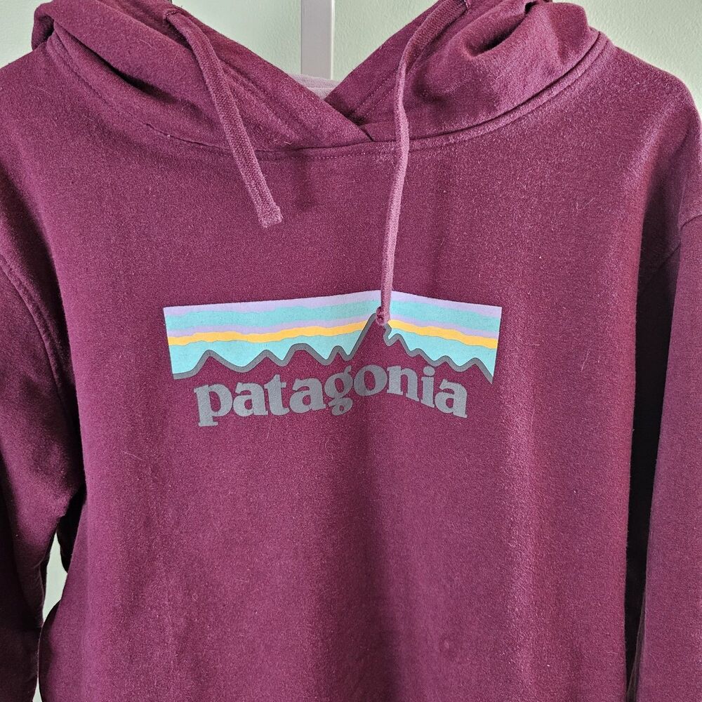 Patagonia Womens P6 Logo Aprisal Hoodie Hoodie Sweatshirt Size Large‎ Burgundy - Picture 2 of 8